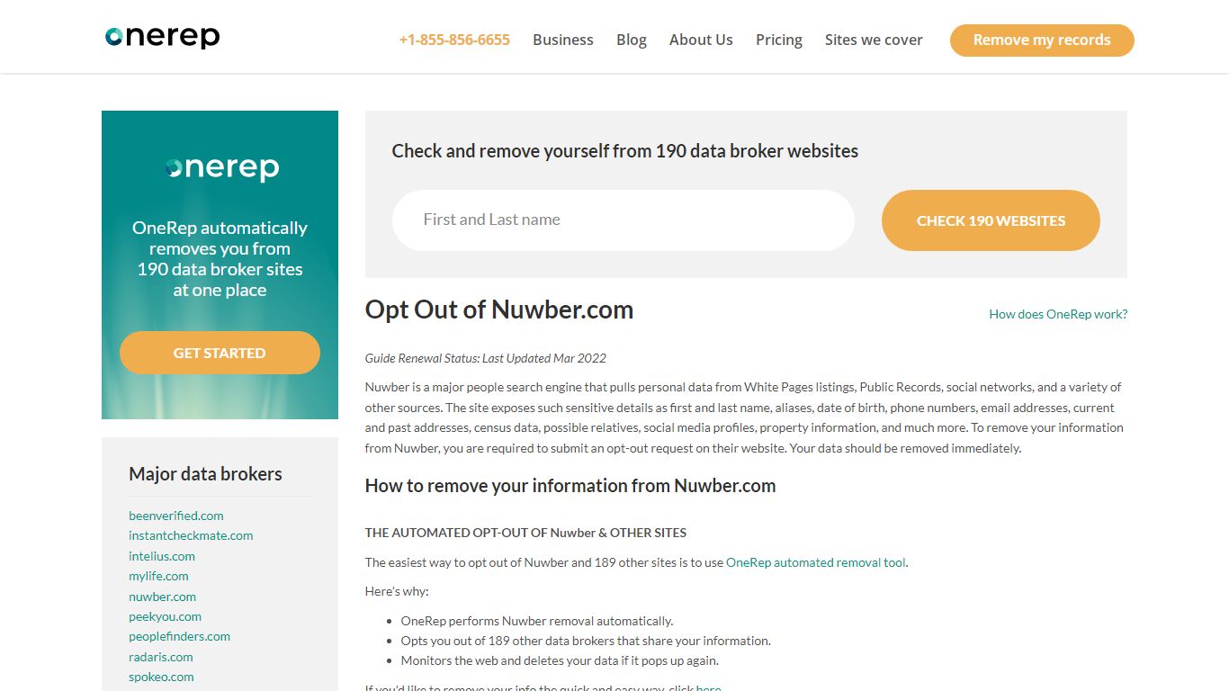 Nuwber.com Opt Out | Remove Information from Nuwber | OneRep